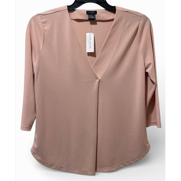 Ann Taylor Factory Tops - Ann Taylor Factory Blush V Neck Blouse Womens Medium 3/4 Sleeve NWT